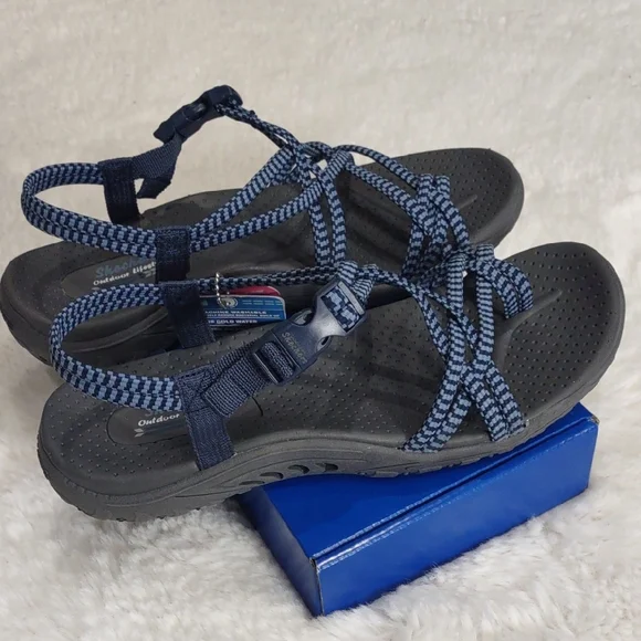 Skechers Blue Strappy Sandals, Size 10 - Picture 7 of 17